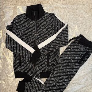 Givenchy Black & White Monogram Track Jacket & Joggers & SHORTS Sz 8